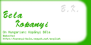 bela kopanyi business card