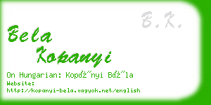 bela kopanyi business card